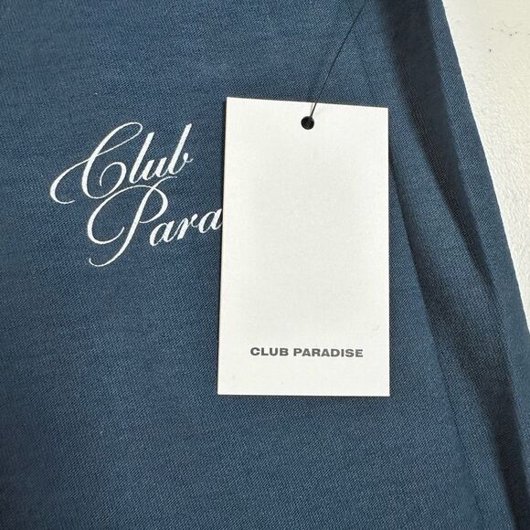 NWT Club Paradise Unisex Blue Resort Tee Raw Hems Classic Graphic Tee Shirt - XL - Picture 10 of 13